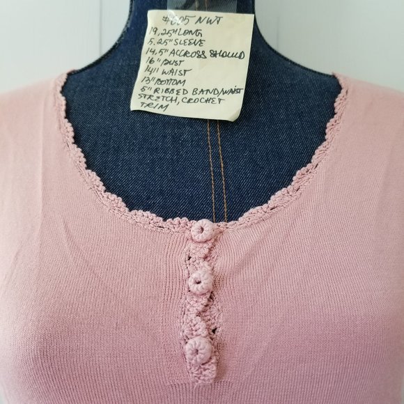 605 NWT Rena Rowan PS Pink Stretch Knit Top $52 - Picture 2 of 9